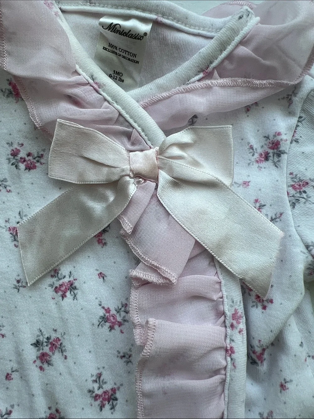 Pink Floral Ruffle Footie One-Piece for Baby Girls